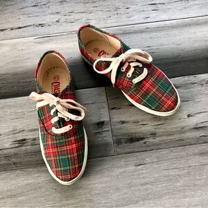 ❤️ LAST CHANCE Vintage 1980s Coasters Christmas Plaid Metallic Lace-Up Sneaker
